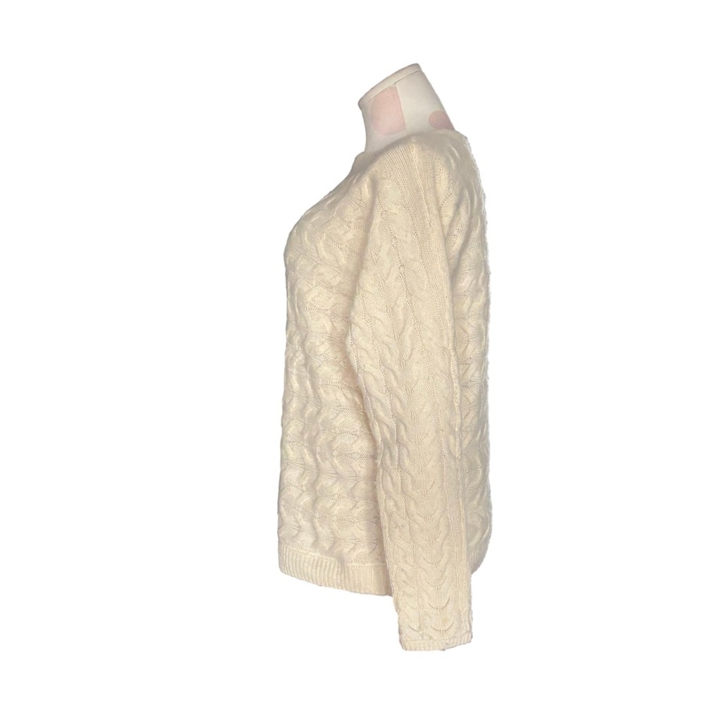 Coastal chunky Fisherman Knit Sweater - merino cashmere blend- Cream Ivory M/P - Picture 3 of 8